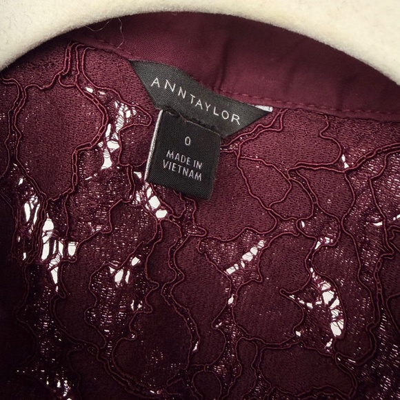Ann Taylor Belted Lace Midi Shirtdress Poised Plum Women - Picture 7 of 9